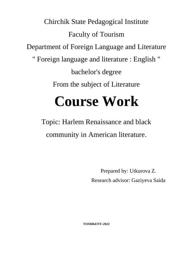 Harlem Renaissance and black community in American literature.