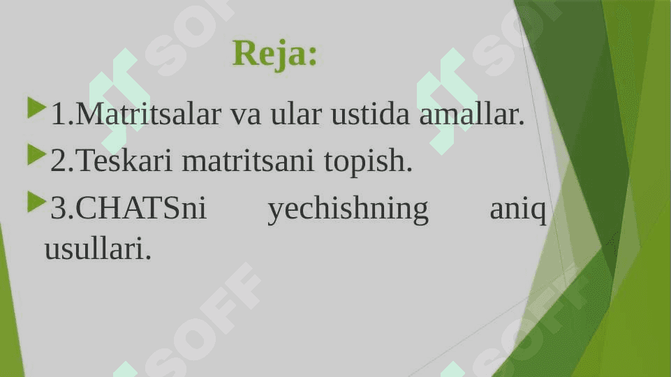 Chiziqli tenglamalar sistemasini yechishning aniq usullari | Sonli usullar 2