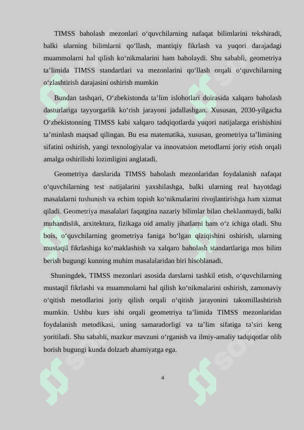 Geometriya elementlarini oʻrgatishda TIMSS baholash mezonidan foydalanish. 4