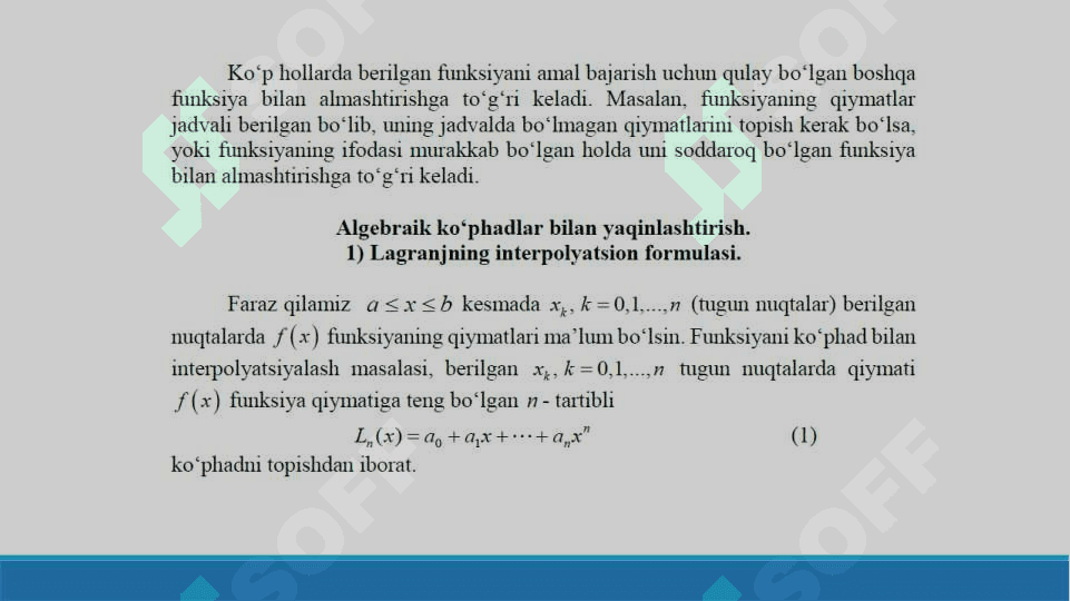 Funksiyani yaqinlashtirish masalasi | Sonli usulllar 3