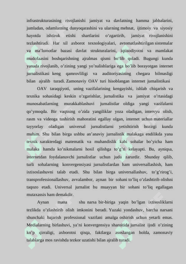 Media maydonda internet imkonyatlari va ommaviy axborot vositalarining o 3