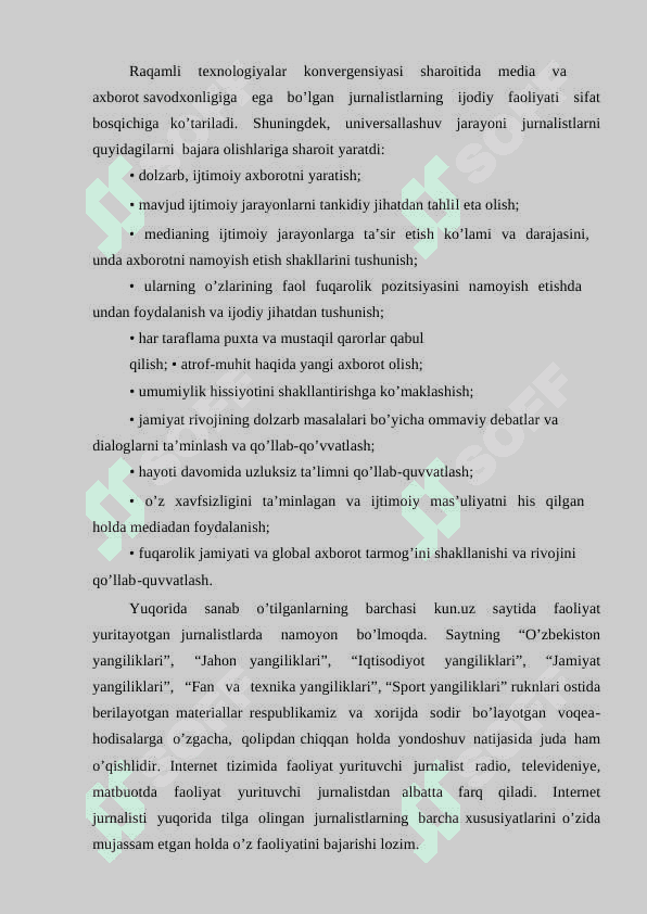 Media maydonda internet imkonyatlari va ommaviy axborot vositalarining o 4