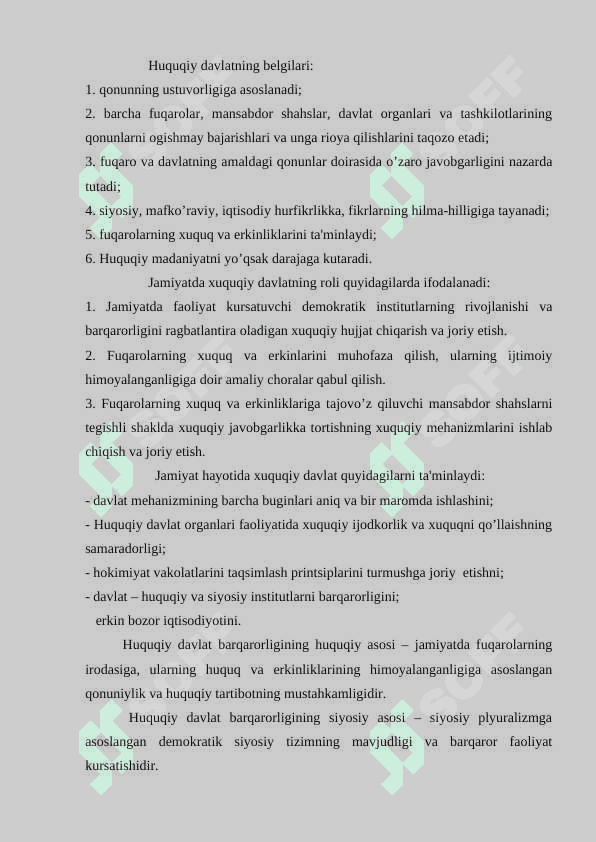 Huquqiy davlat tushunchasi 2