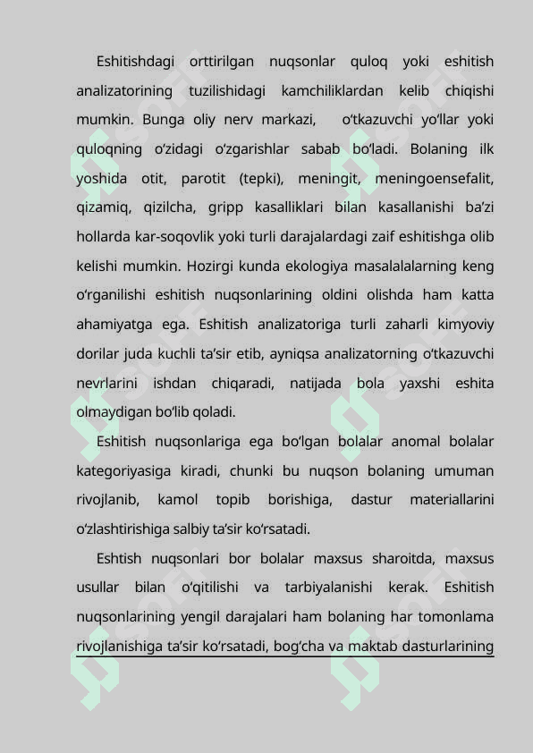 Eshitishda nuqsoni bòlgan bo’lgan bolalar tasnifi 4