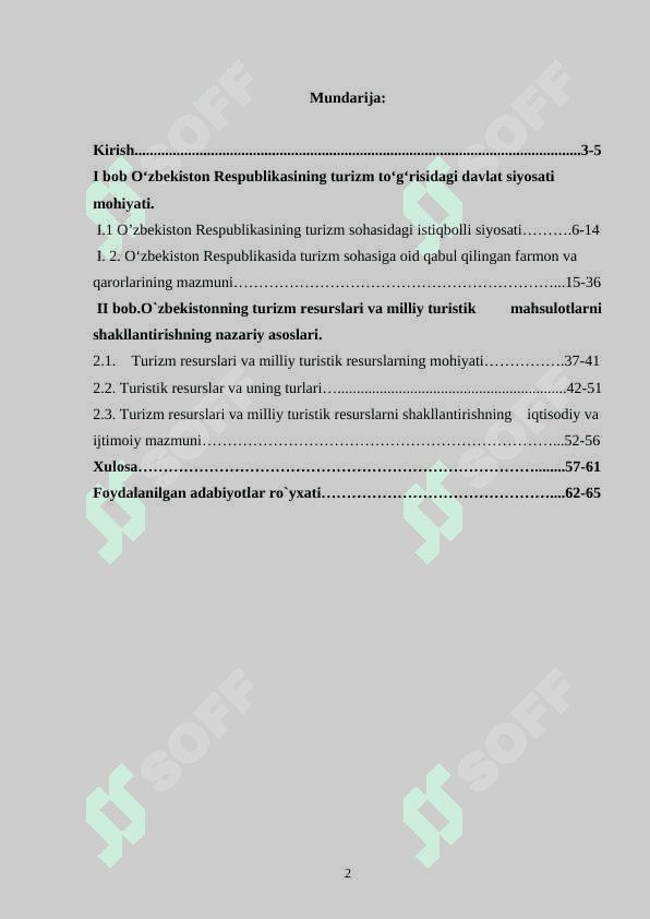Mustaqillik yillarida O’zbekistonning turistik salohiyati va uning istiqbollari 2