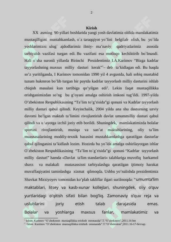 O'zbekiston Respublikasining ta’lim sohasidagi hamkorligi. (1991-2017) 2