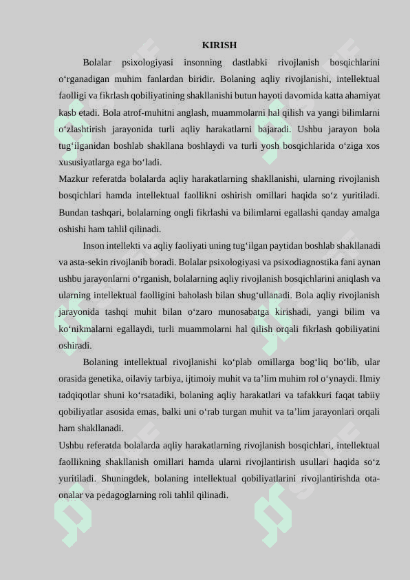 Aqliy harakatlar va intelektual faollikning egallanishi 2