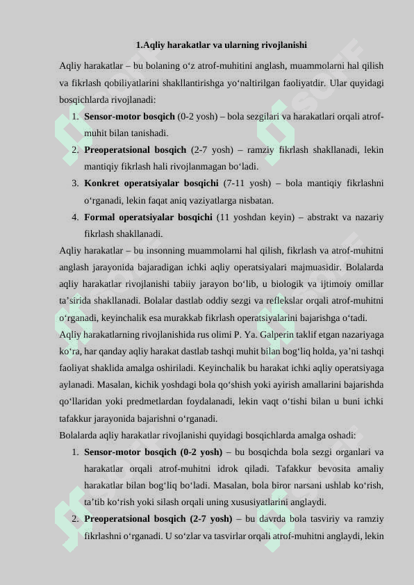 Aqliy harakatlar va intelektual faollikning egallanishi 3