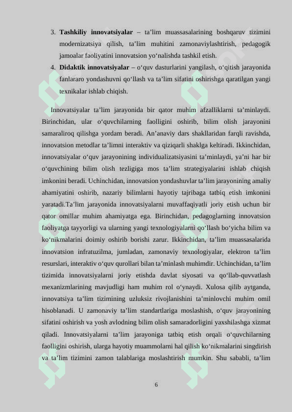 MAKTABDA O’QUV JARAYONIGA INNOVATSIYALARNI JORIY ETISHNING SAMARALI YO’LLARI. 6