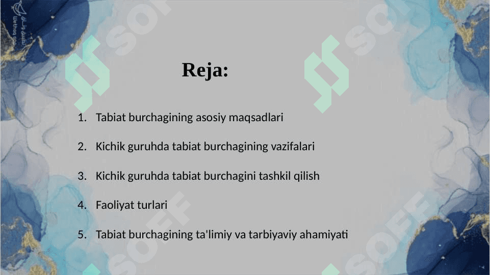Kichik guruhda tabiat burchagi va uning mohiyati 2