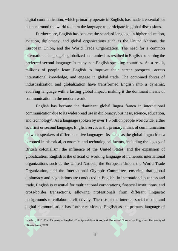 THE ENGLISH LANGUAGE IN GLOBAL CONTEXT. 7
