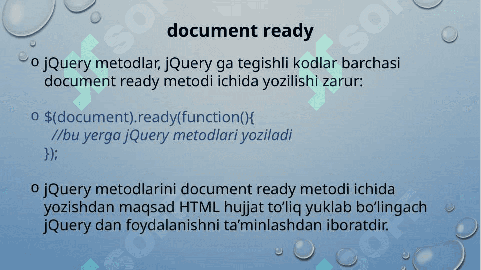 jqueryga kirish, asosiy tushunchalar 6