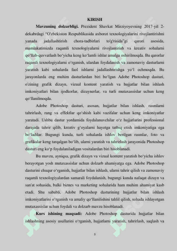 ADOBE PHOTOSHOP DASTURINING HUJJATLAR BILAN ISHLASH 2