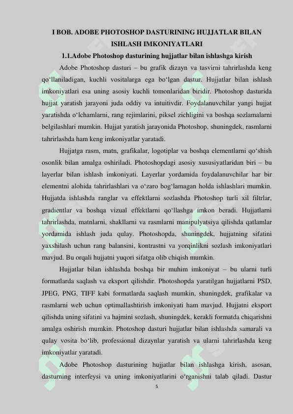 ADOBE PHOTOSHOP DASTURINING HUJJATLAR BILAN ISHLASH 4