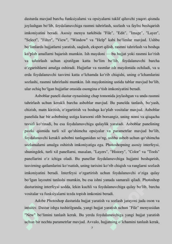 ADOBE PHOTOSHOP DASTURINING HUJJATLAR BILAN ISHLASH 6