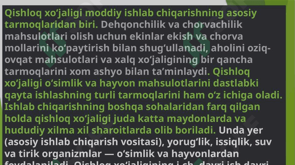 Jahon qishloq xo'jaligining tarmoqlar tarkibi 3