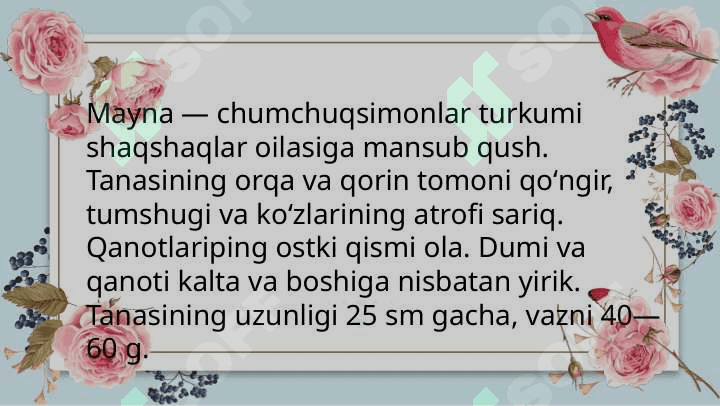 O'troq qushlar,asosiy turlarining hayoti 7