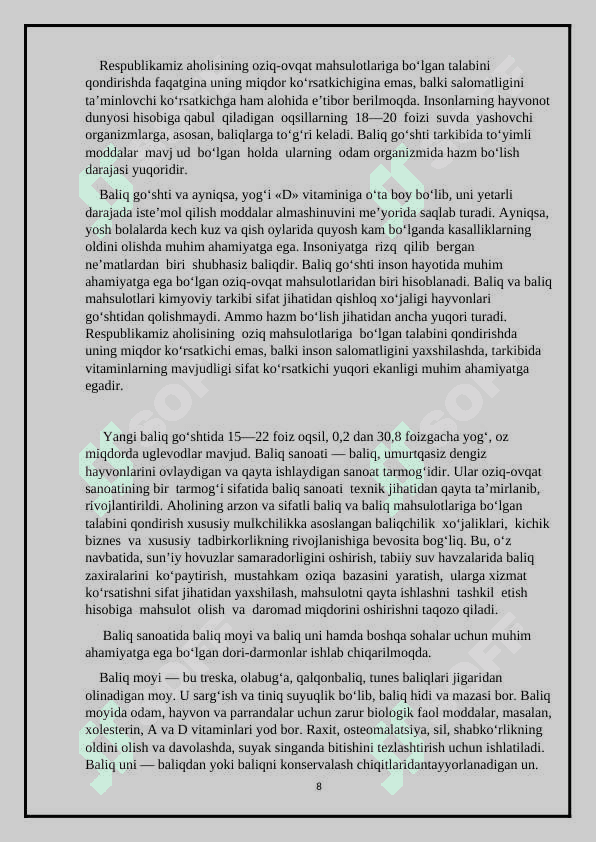 O`zbekiston suv havzalarida ovlanadigan baliqlar 8