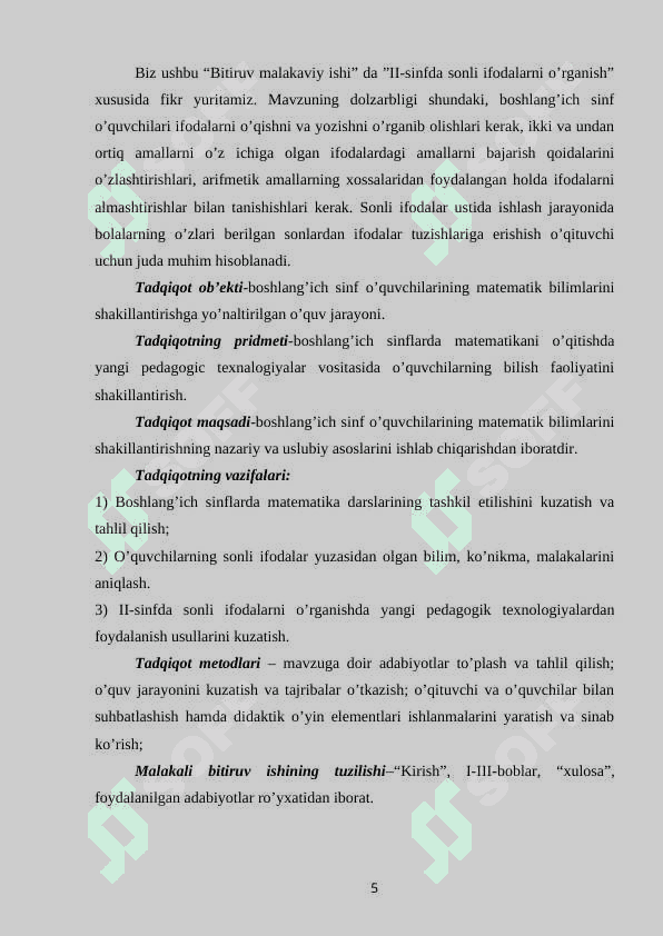 Boshlang’ich sinflarda Sonli ifodalarni o’rganish 4