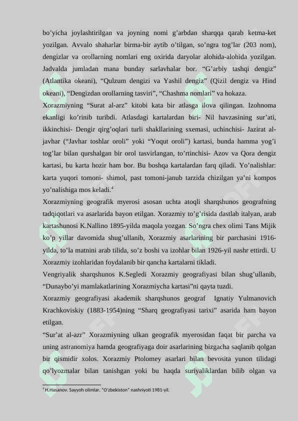 Sharq olami musulmon xalqlarining geografik bilimlari. 5