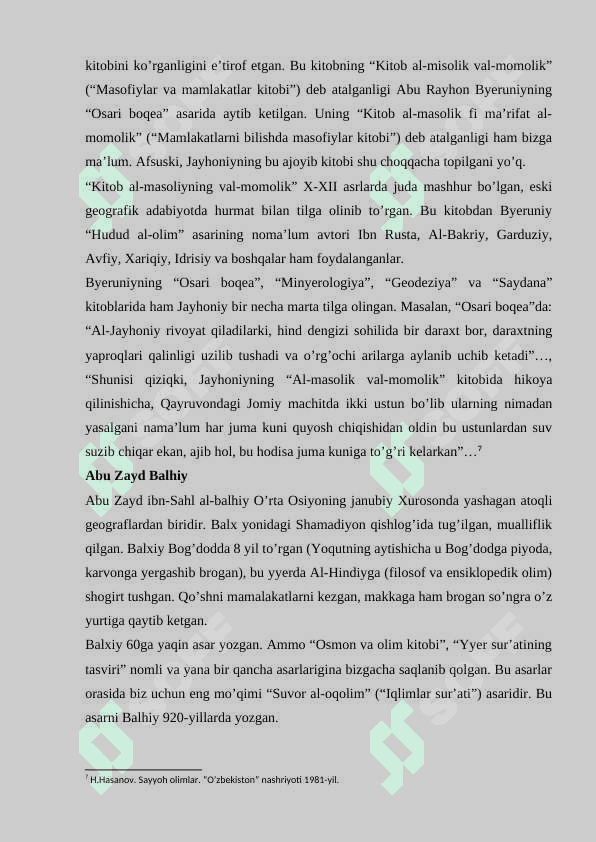 Sharq olami musulmon xalqlarining geografik bilimlari. 8