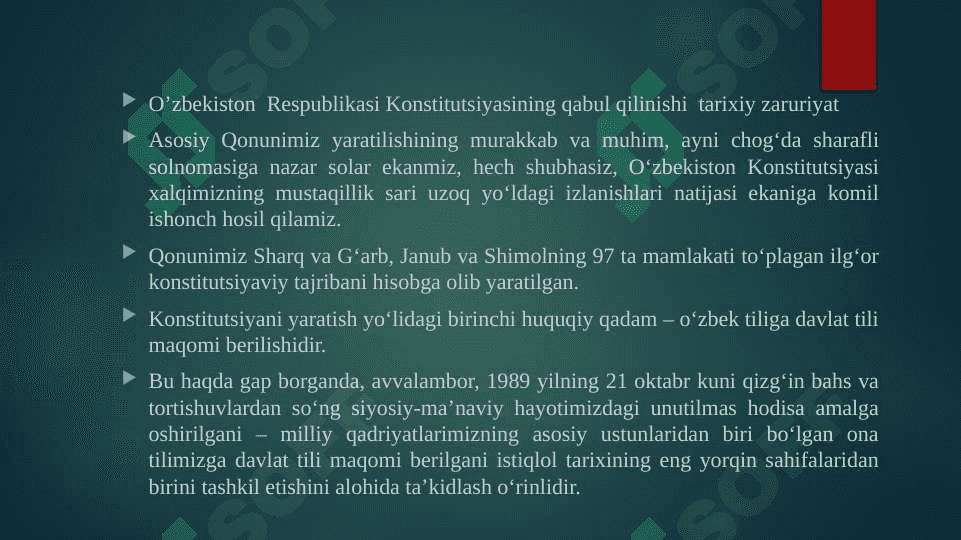 Yangi tahrirdagi O‘zbekiston Respublikasi Konstitutitsiyasi qabul qilinishi 3