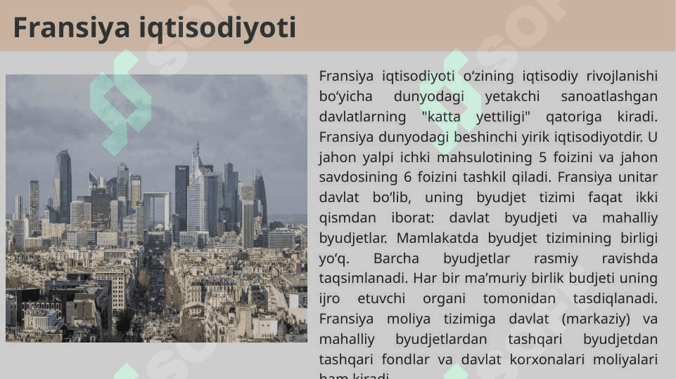 FRANSIYA Respublikasi sanoati va iqtisodi. 5