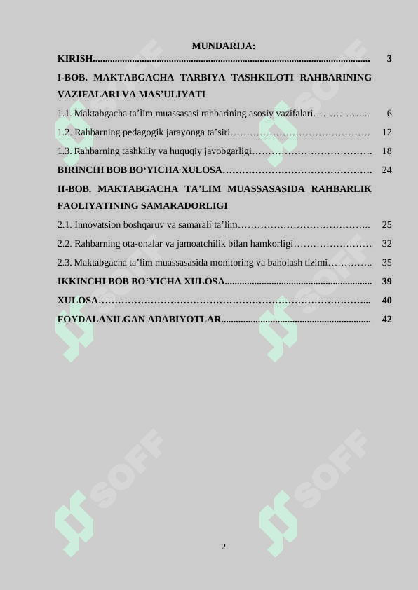 Maktabgacha tarbiya tashkiloti rahbari va uning faoliyati 2