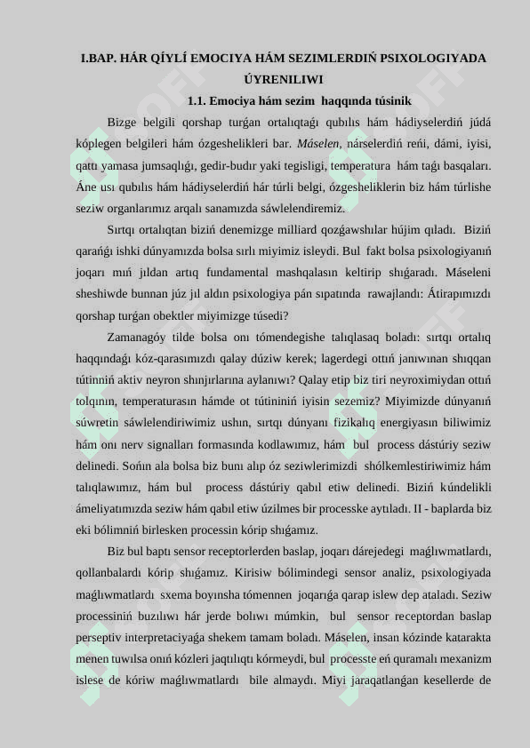 Hár qıylı emociyalar hám sezimlerdiń klassifikaciyası 6