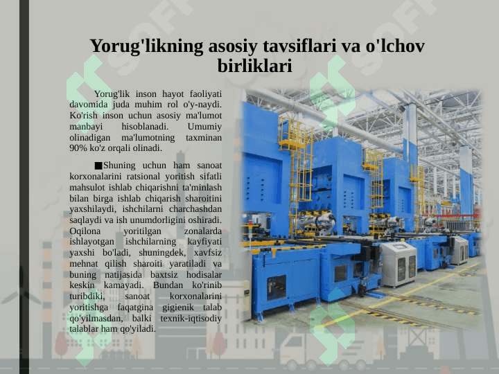 SANOAT KORXONALARINI YORITISH 2