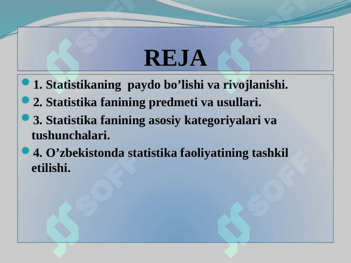 MAVZU. Statistika faniga kirish 2