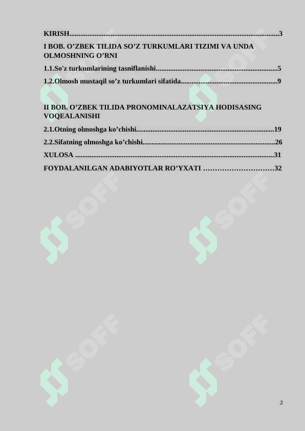 Boshqa turkum sòzlarning olmoshga kòchishi  (pronominalizatsiya) 2