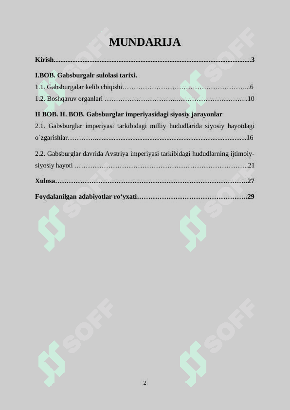 XVIII ASR O’RTALARIDA AVSTRIYA IMPERIYASINING IJTIMOIY – IQTISODIY AHVOLI 2