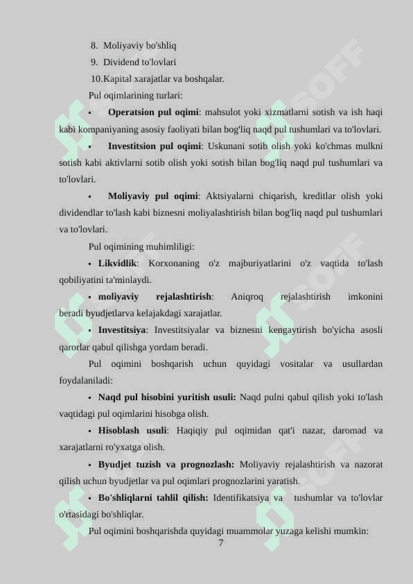 Pul oqimlari to’g’risidagi hisobot va uning tahlili. k.docx 7