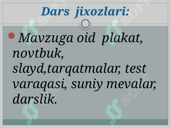Mevalar mavzusida dars ishlanma 5