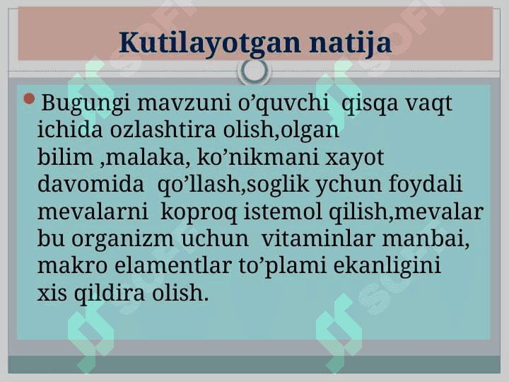 Mevalar mavzusida dars ishlanma 7