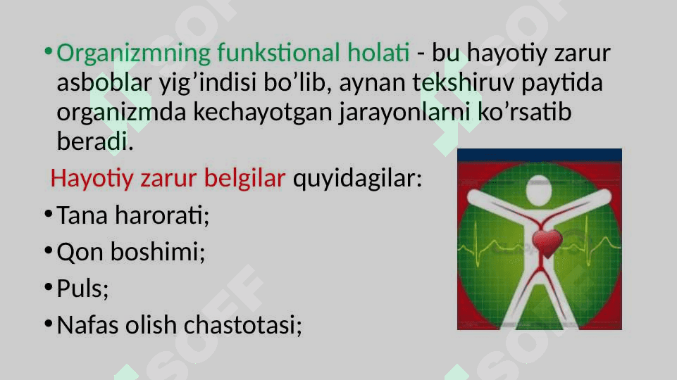 MAVZU: Tana harorati, puls, QB, nafas olish 3