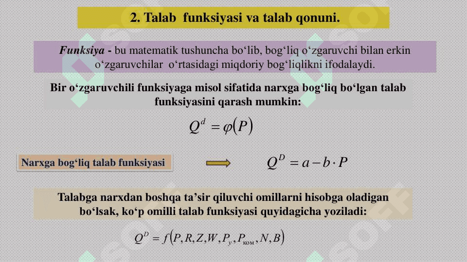 Mavzu: Talab va taklif. Bozor muvozanati 8