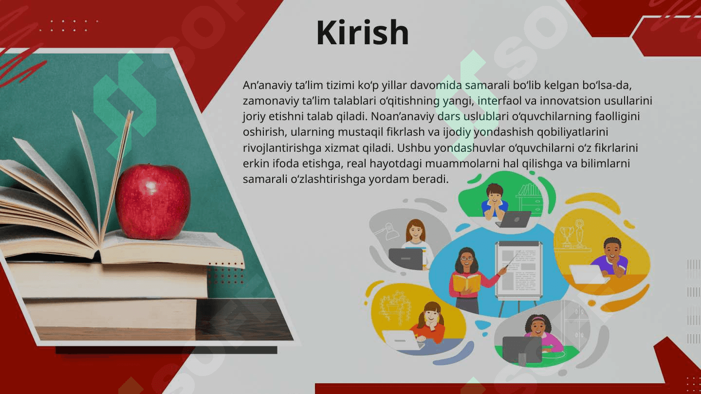 Darslarni noan'anaviy tashkil etish yo'llari 3