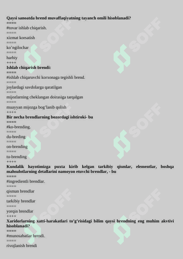 Brending yakuniy savollar 3