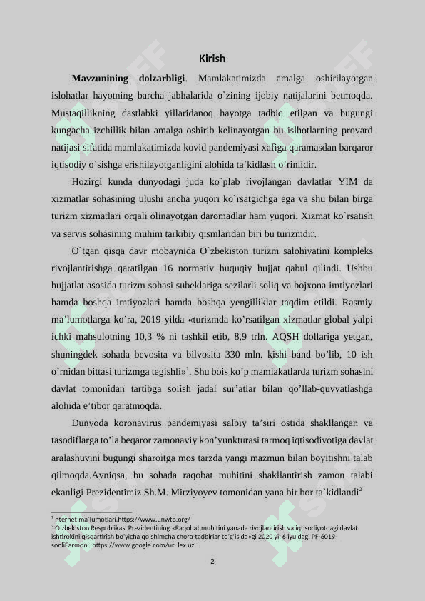 Turizm sohasida raqobat strategiyasi 2