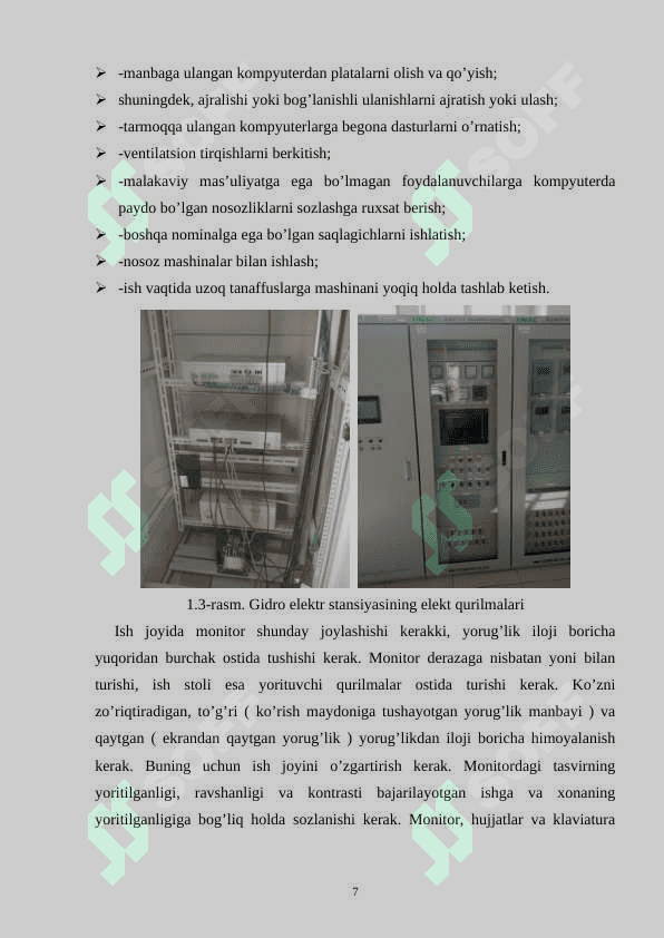 amaliyot hisobot Gidro Elektr Stansiyasi 7