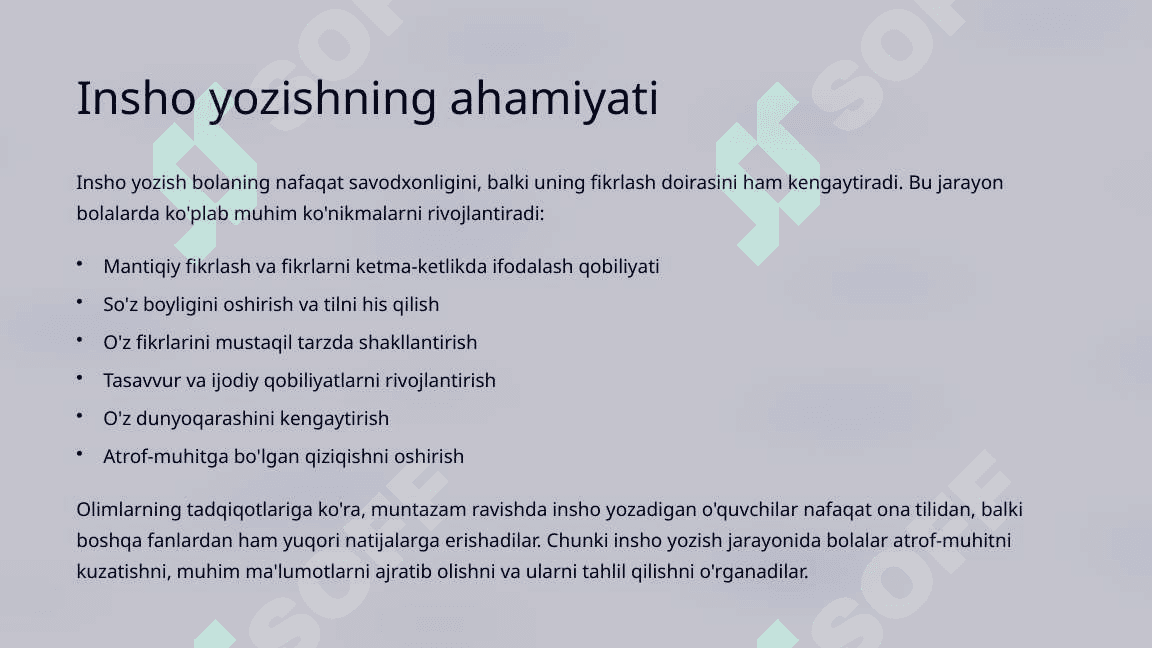 Boshlang'ich sinflarda Insho yozishga o'rgatish 2