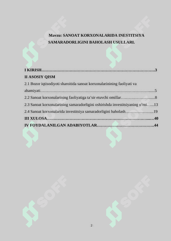 SANOAT KORXONALARIDA INESTITSIYA SAMARADORLIGINI BAHOLASH USULLARI 2