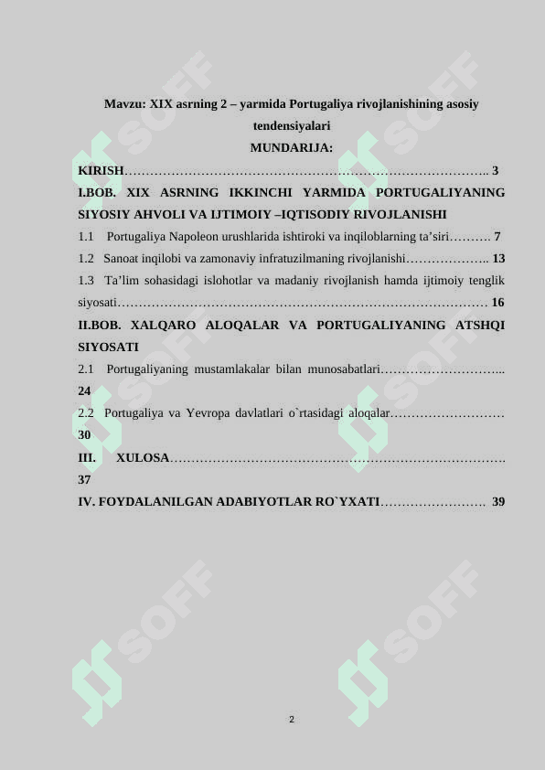 XIX asrning 2 – yarmida Portugaliya rivojlanishining asosiy tendensiyalari 2