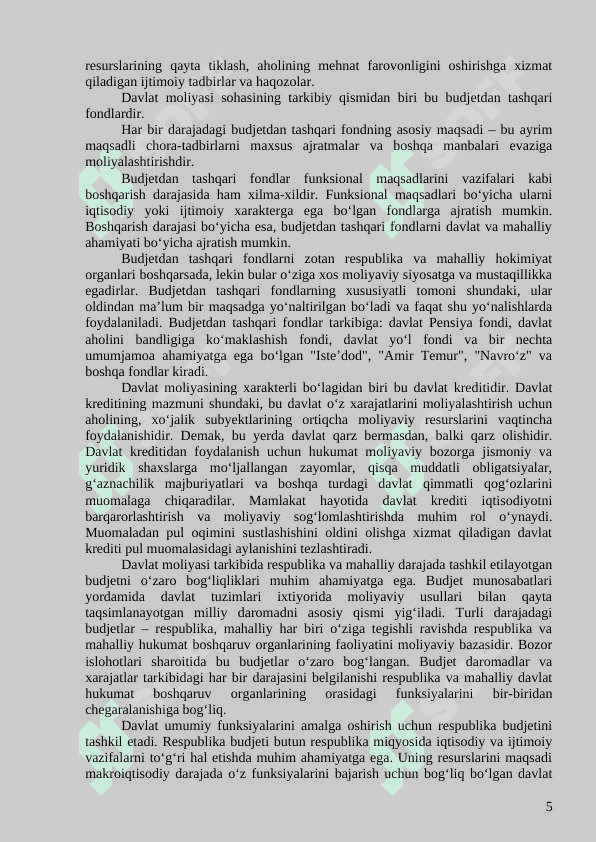 DAVLATNING MOLIYAVIY SIYOSATI VA UNING ASOSIY YO`NALISHLARI 5
