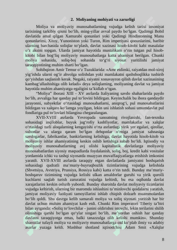 DAVLATNING MOLIYAVIY SIYOSATI VA UNING ASOSIY YO`NALISHLARI 8