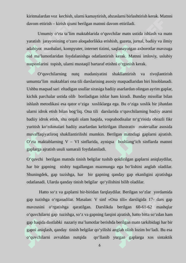O‘qish savodxonligi darsliklarida matnlar ustida innovatsion yondashuv va tamoyillar 6