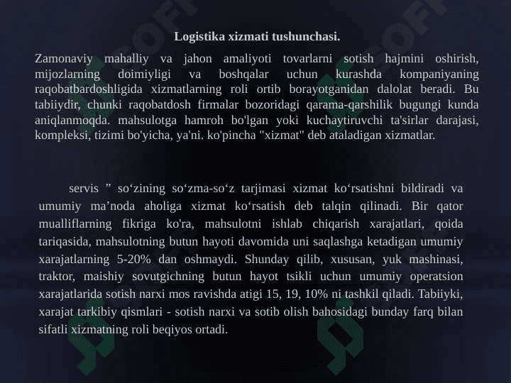 Logistikada servis xizmati 3