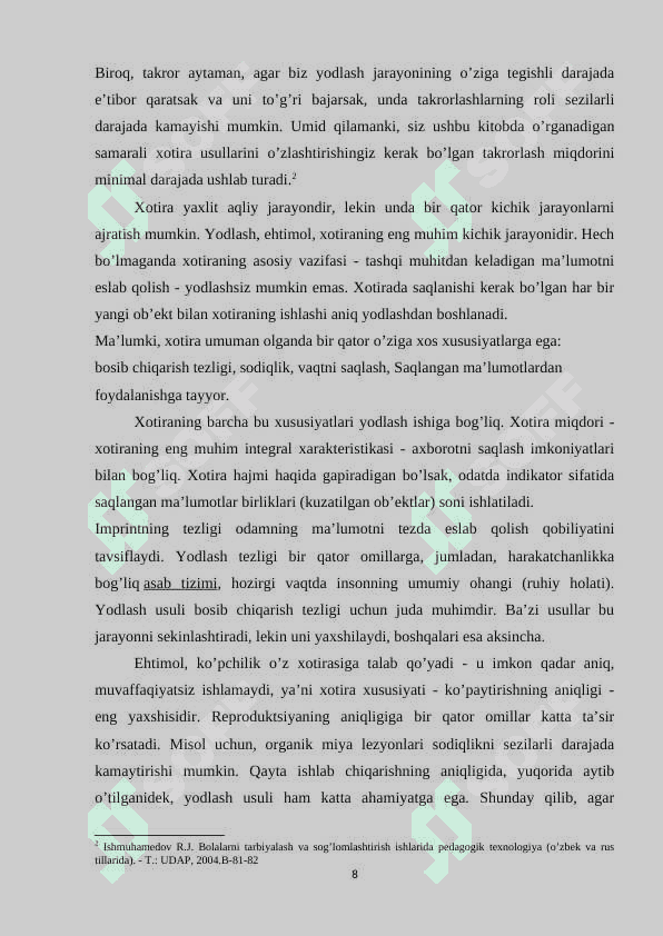 Yodlash va takrorlash tarixiy voqealarni eslab qolish usullari 8